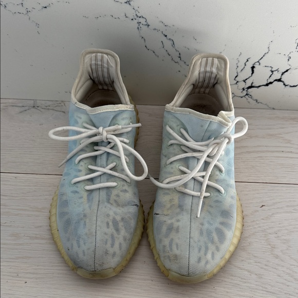 Men's Adidas Yeezy Boost Light Blue and Cream Sneakers